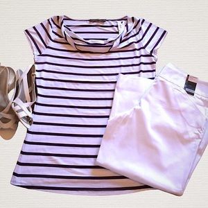 The Limited Dark Purple Striped Top